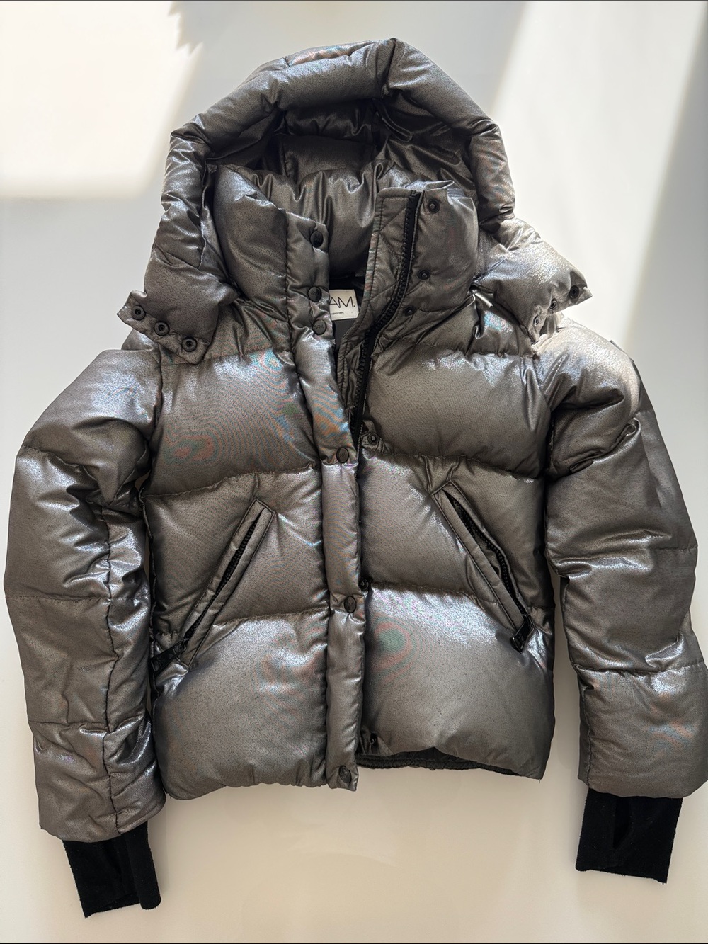 SAM. Shimmery Charcoal Kids Puffer Jacket with Hood